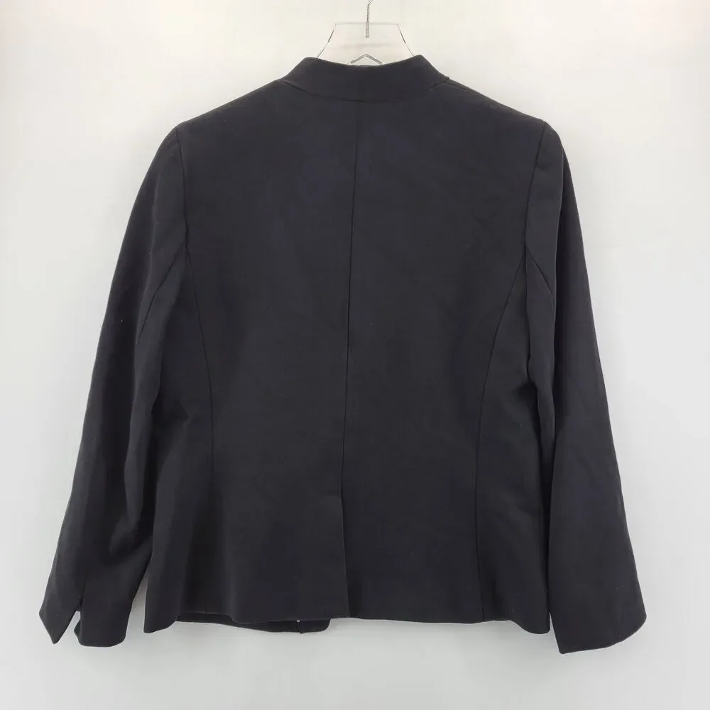 J Crew 365 Black Blazer Women 8 Medium Open Front Collarless Minimalist Corpcore